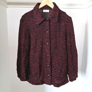 Alfred Dunner |Red, black, gold metallic tweed knit women jacket & shoulder pads